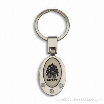 Copper Stamped Metal Keychain with Soft Enamel Colors Filled